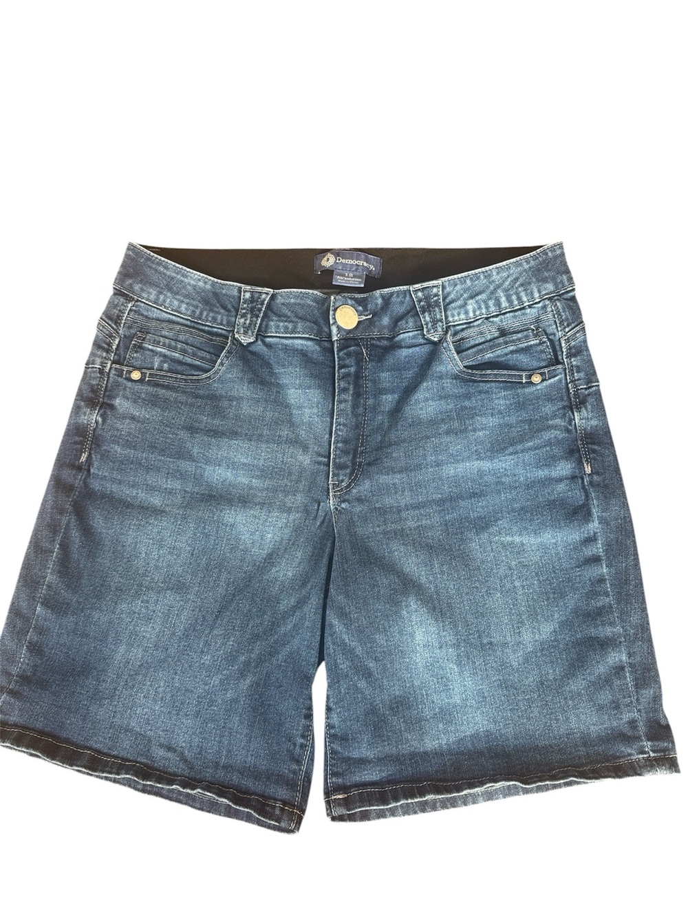 Democracy Absolution Dark Wash Blue Denim Bermuda 9" Shorts festival fair rodeo